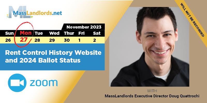 event marketing picture showing zoom details, date, and speaker or topic for rent control history website and ballot question virtual meeting 2023-11-27
4th monday