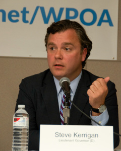 Steve Kerrigan, seeking election as Lt. Governor, at the MassLandlords.net Small Business Candidates' Night 2014.