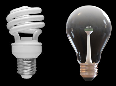 CFL vs LED. Images CC-SA by Sun Ladder (left) and Alexander Sales (right).