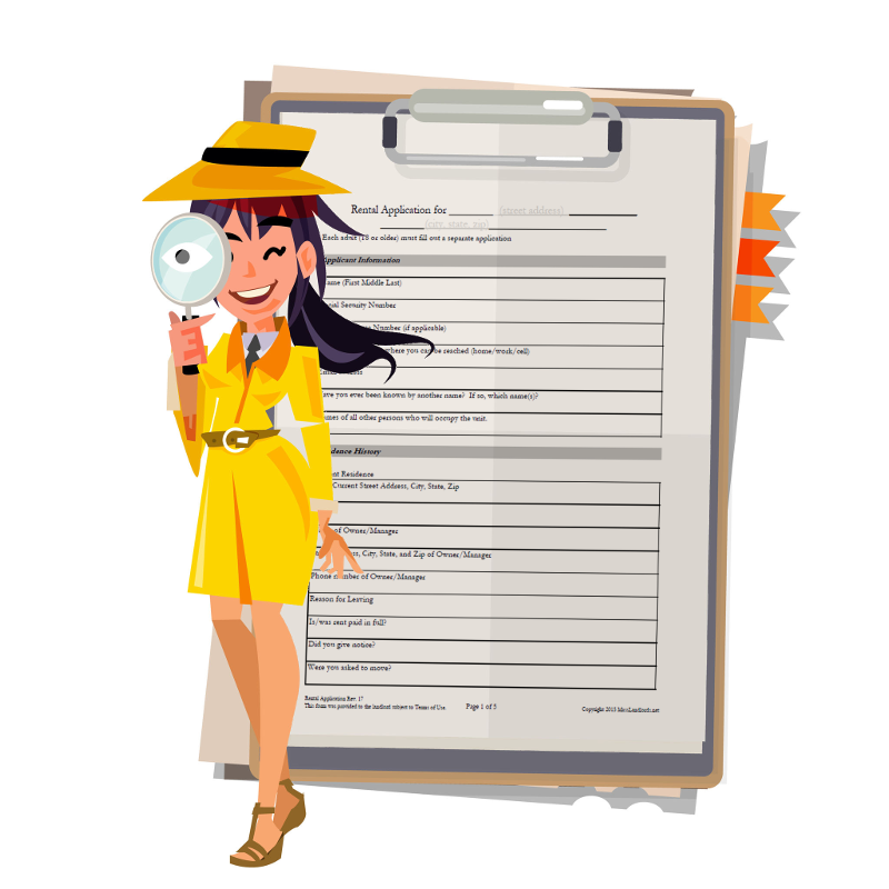 detective in front of a rental application