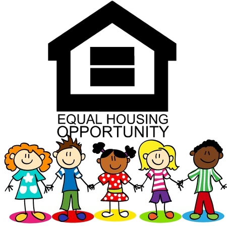 picture of children of different races holding hands under the equal housing opportunity housing with equal sign logo