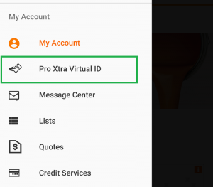 screenshot of the pro xtra app showing the barcode under the pro xtra virtual id