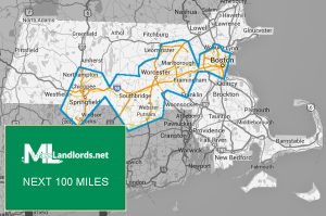 map of masslandlords territory 100 miles