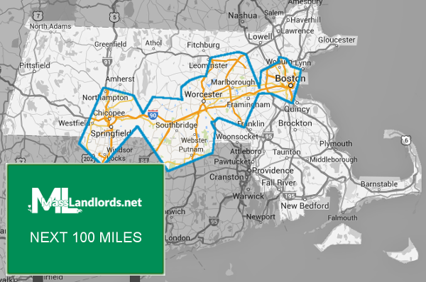 map of masslandlords territory 100 miles