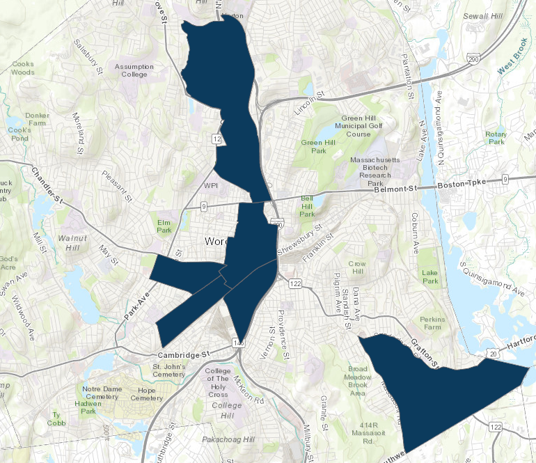 qualified opportunity zones map Worcester