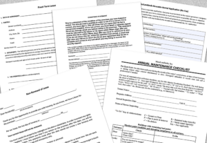A collage of MassLandlords rental forms including security deposit forms.