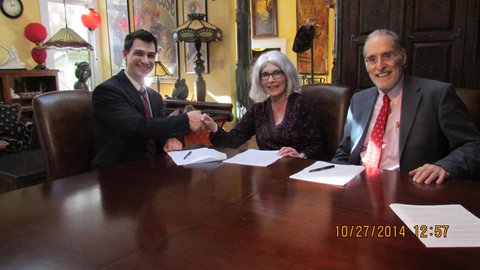 The Small Property Owners Association signed its service contract with MassLandlords in October, 2014. From left to right, Doug Quattrochi, Lenore Monello Schloming, and Skip Schloming.