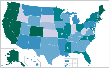 List of states where marijuana or legal are legal as of December 13, 2016. Click for updated list.