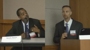 Screenshot of Mesfin Beshir and Rich Merlino at Candidates Night 2016.
