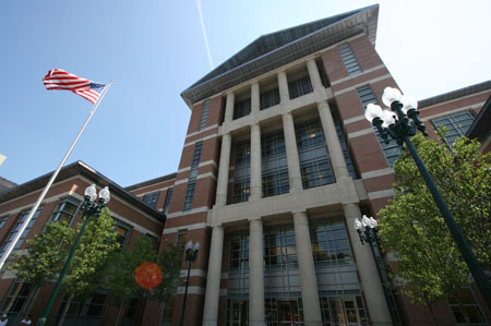 The Worcester Housing Court is an imposing greek revival edifice in downtown Worcester.