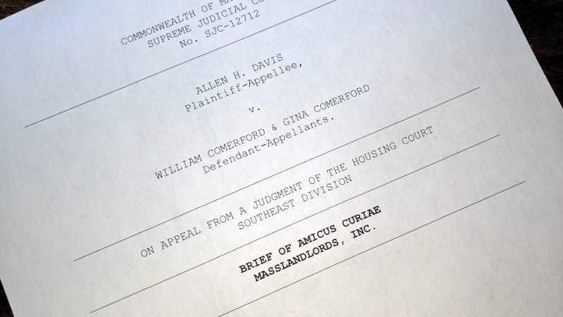 coversheet of Davis v Comerford Amicus Brief