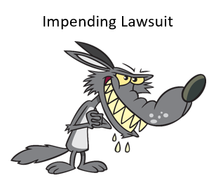 wolf licking his chops at lawsuit potential