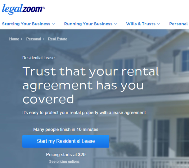 Review of LegalZoom for Massachusetts Lease Form